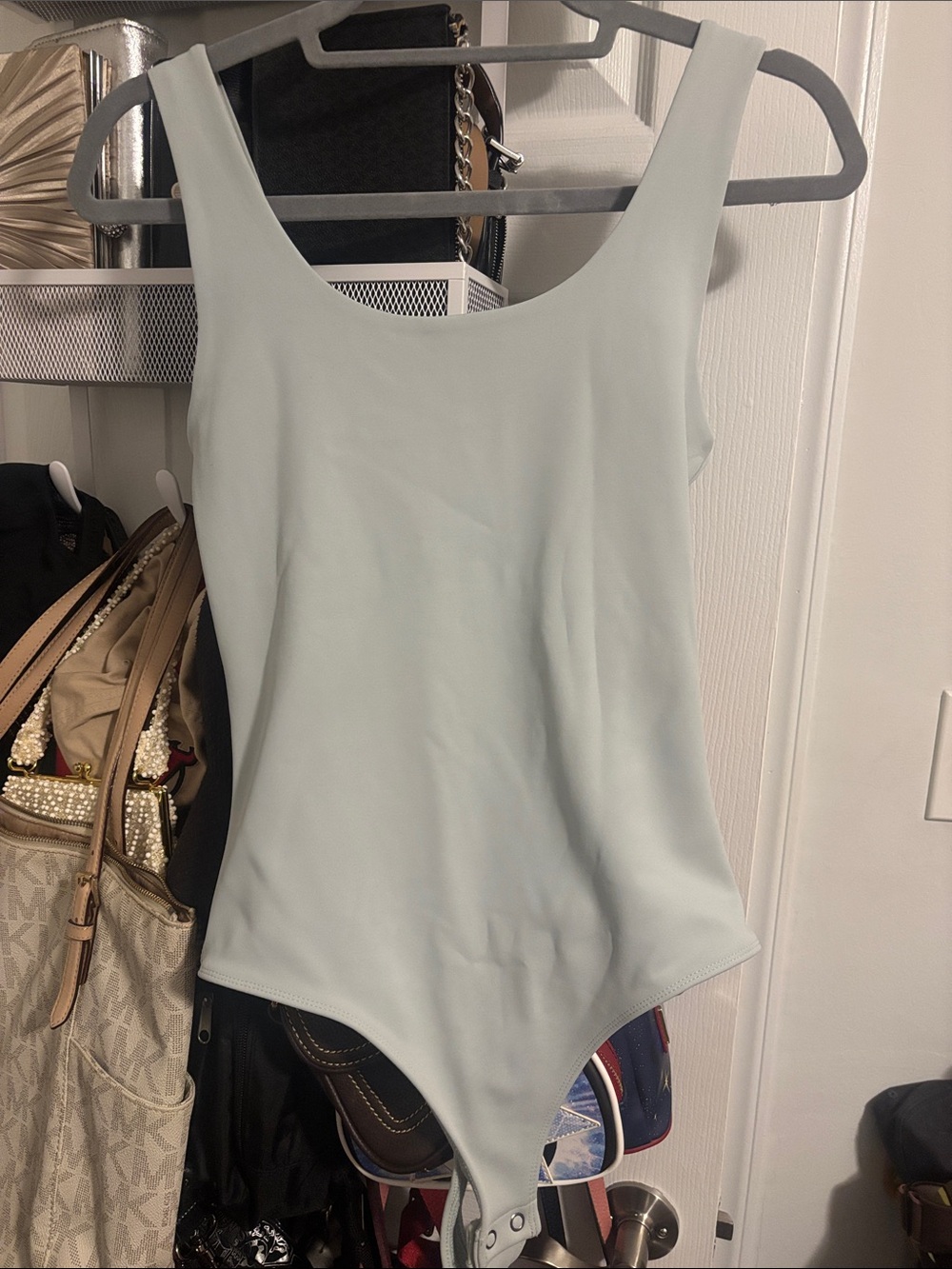 Express Scoop Neck One-Piece Body Contour Bodysuit in Light Mint